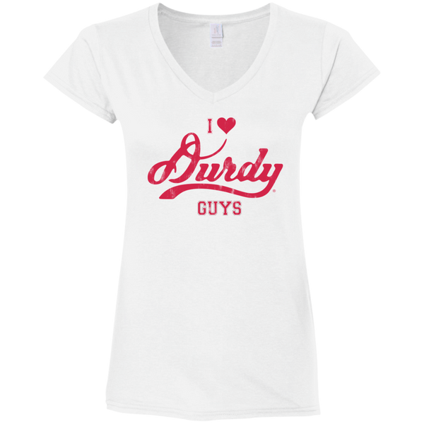 Love Durdy Guys Gildan Ladies' Fitted Softstyle 4.5 oz V-Neck T-Shirt