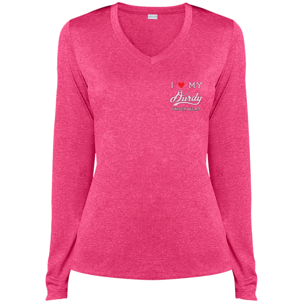 Durdy Underwear Sport-Tek Ladies' LS Heather Dri-Fit V-Neck T-Shirt