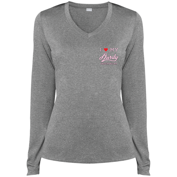 Durdy Underwear Sport-Tek Ladies' LS Heather Dri-Fit V-Neck T-Shirt