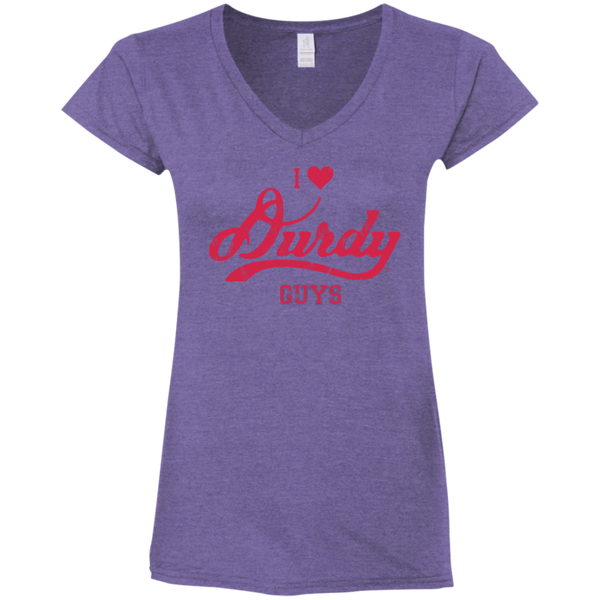 Love Durdy Guys Gildan Ladies' Fitted Softstyle 4.5 oz V-Neck T-Shirt