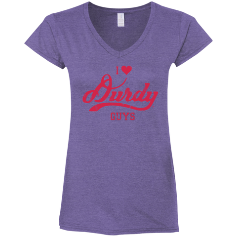 Love Durdy Guys Gildan Ladies' Fitted Softstyle 4.5 oz V-Neck T-Shirt