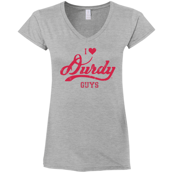 Love Durdy Guys Gildan Ladies' Fitted Softstyle 4.5 oz V-Neck T-Shirt