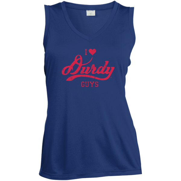 Love Durdy Guys Sport-Tek Ladies' Sleeveless Moisture Absorbing V-Neck