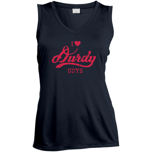 Love Durdy Guys Sport-Tek Ladies' Sleeveless Moisture Absorbing V-Neck