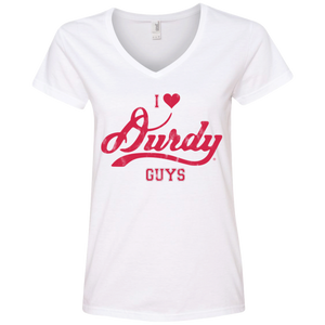Love Durdy Guys Anvil Ladies' V-Neck T-Shirt