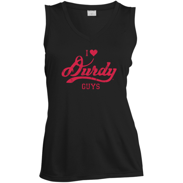 Love Durdy Guys Sport-Tek Ladies' Sleeveless Moisture Absorbing V-Neck