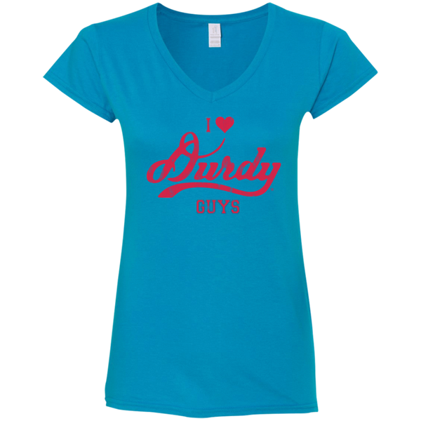 Love Durdy Guys Gildan Ladies' Fitted Softstyle 4.5 oz V-Neck T-Shirt