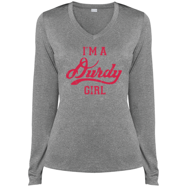 Durdy Girl Sport-Tek Ladies' LS Heather Dri-Fit V-Neck T-Shirt