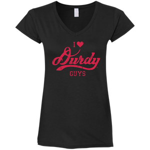 Love Durdy Guys Gildan Ladies' Fitted Softstyle 4.5 oz V-Neck T-Shirt